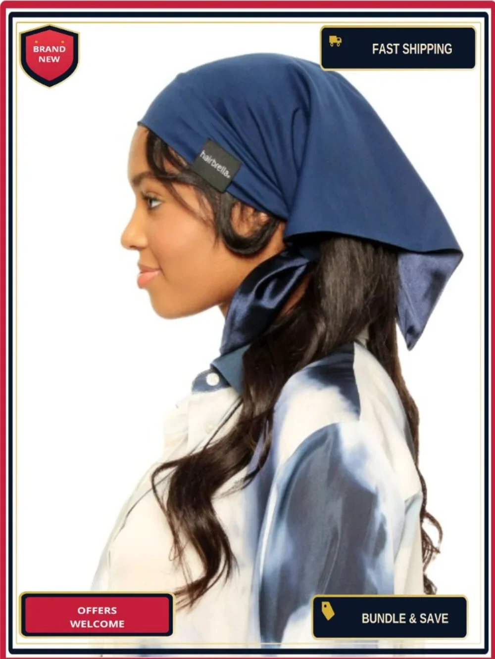 Waterproof Rain Scarf Satin-Lined Bandana Adjustable Head Wrap